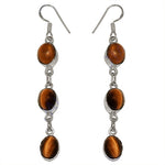 Load image into Gallery viewer, 925 Silver Tiger Eye Drop Earrings for Women | Gemstone Jewelry
