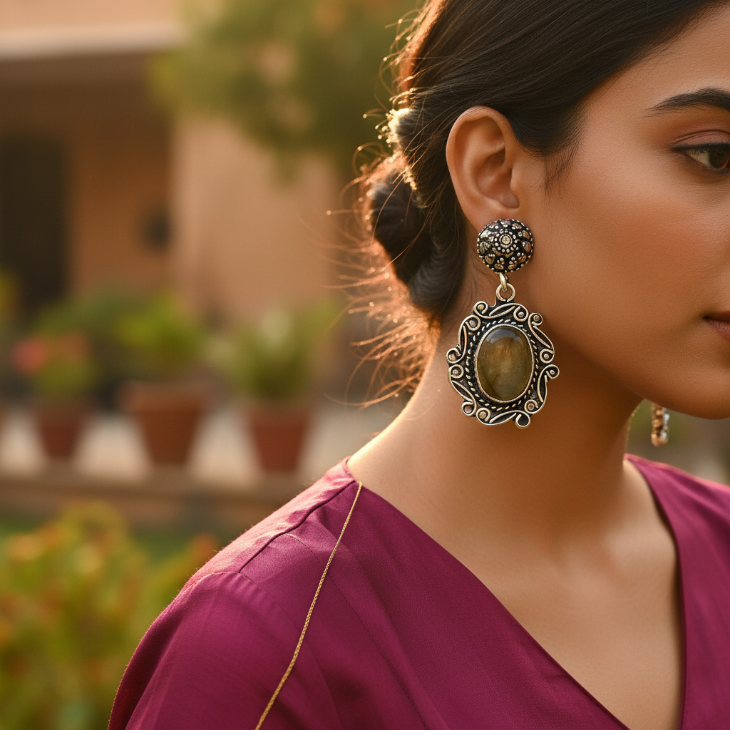 925 Silver Labradorite Earrings for Women | Dangle Earrings