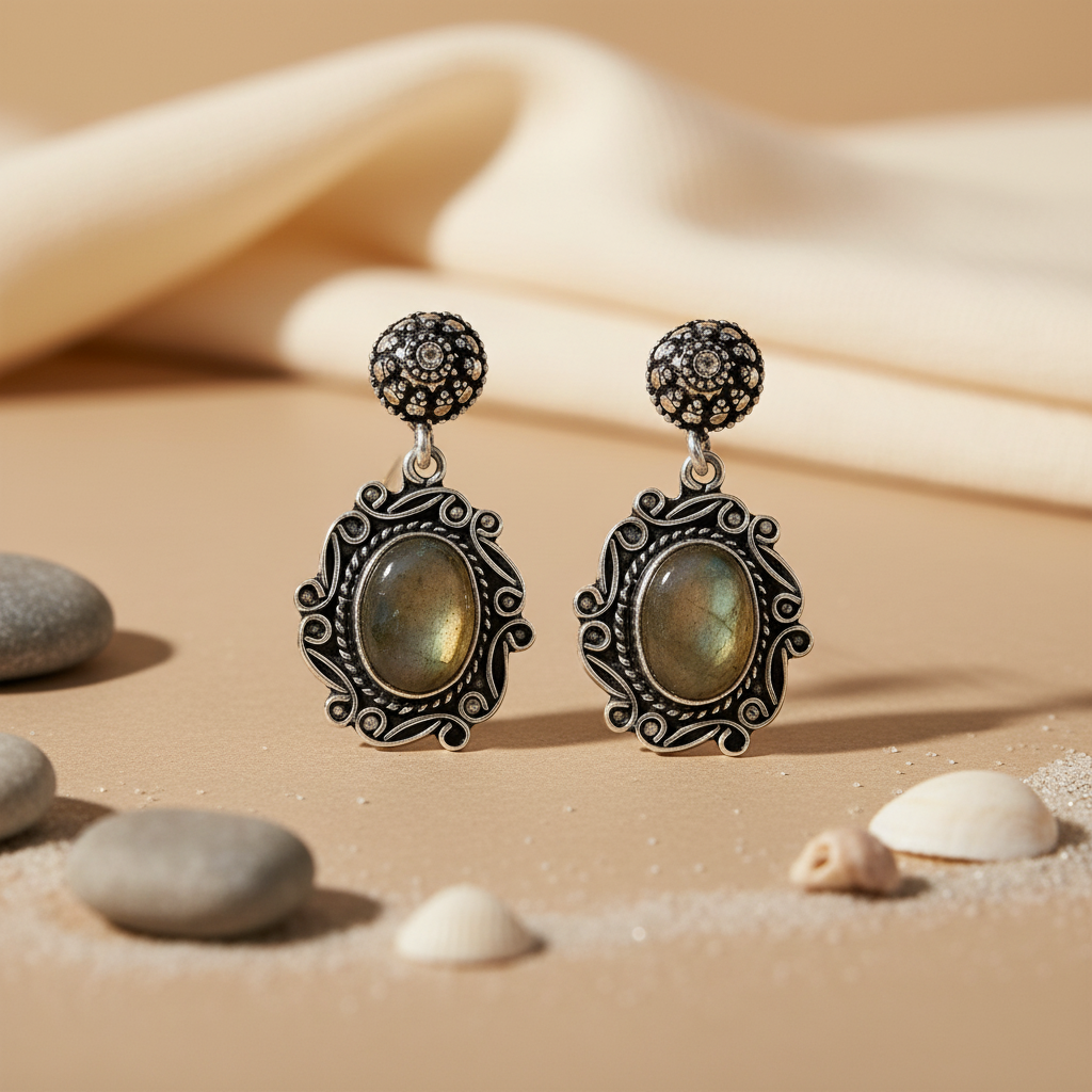 925 Silver Labradorite Earrings for Women | Dangle Earrings