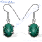 Load image into Gallery viewer, 925 sterling silver drop earrings with oval turquoise gemstone.
