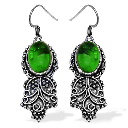 925 Silver Green Gemstone Earrings for Women | Dangle Jewelry