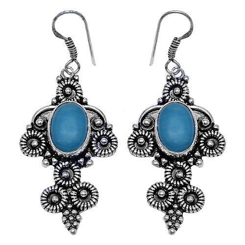925 Silver Blue Gemstone Drop Earrings for Women | Gift Jewelry