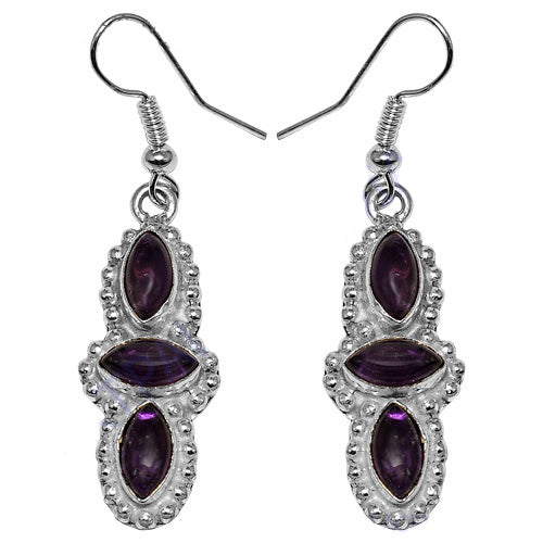 925 Silver Amethyst Drop Earrings for Women | Gemstone Jewelry