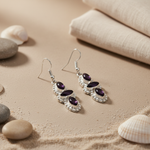 Load image into Gallery viewer, 925 Silver Amethyst Drop Earrings for Women | Gemstone Jewelry
