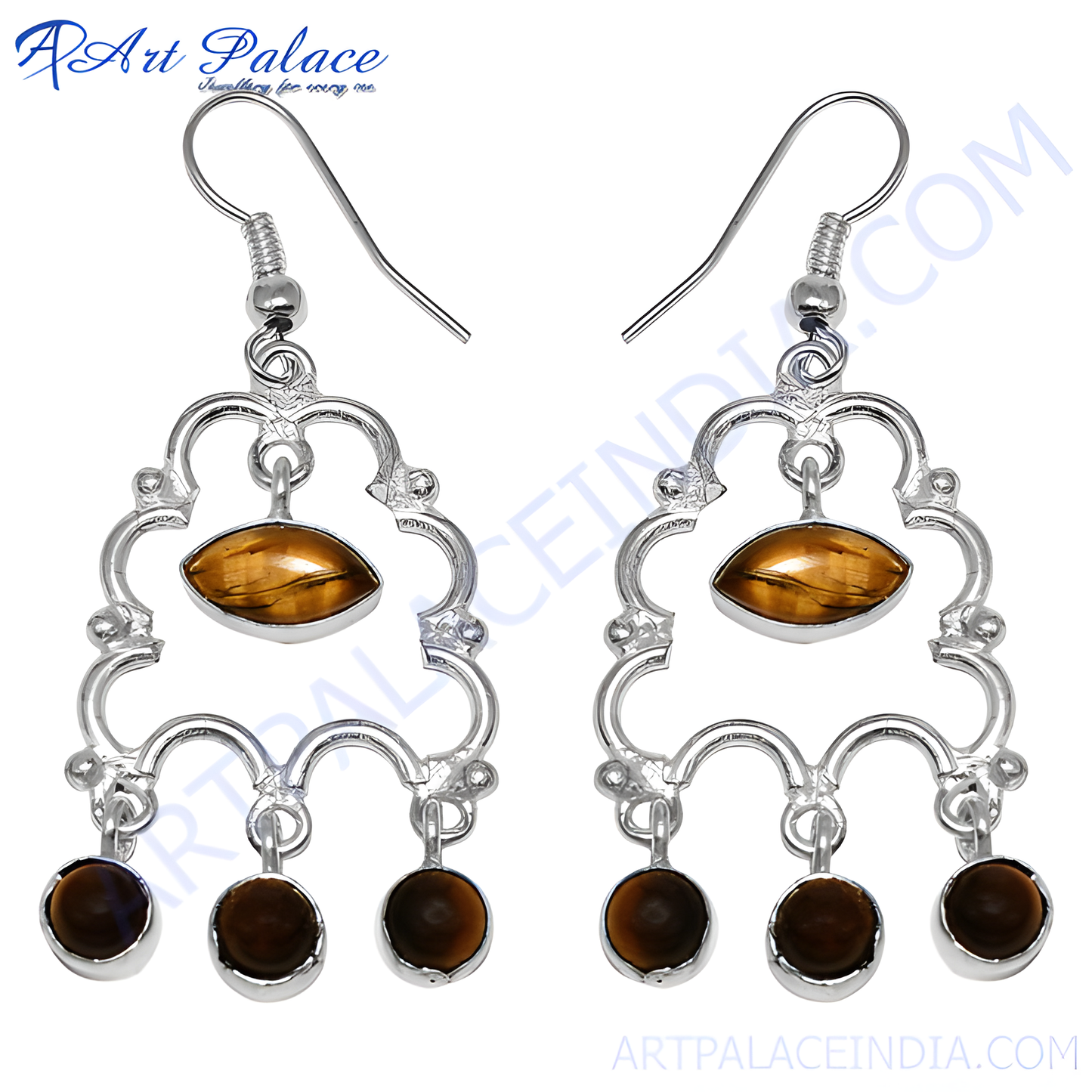 925 silver drop earrings with tiger eye gemstones, silver drop earrings for women