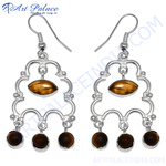 Load image into Gallery viewer, 925 silver drop earrings with tiger eye gemstones, silver drop earrings for women
