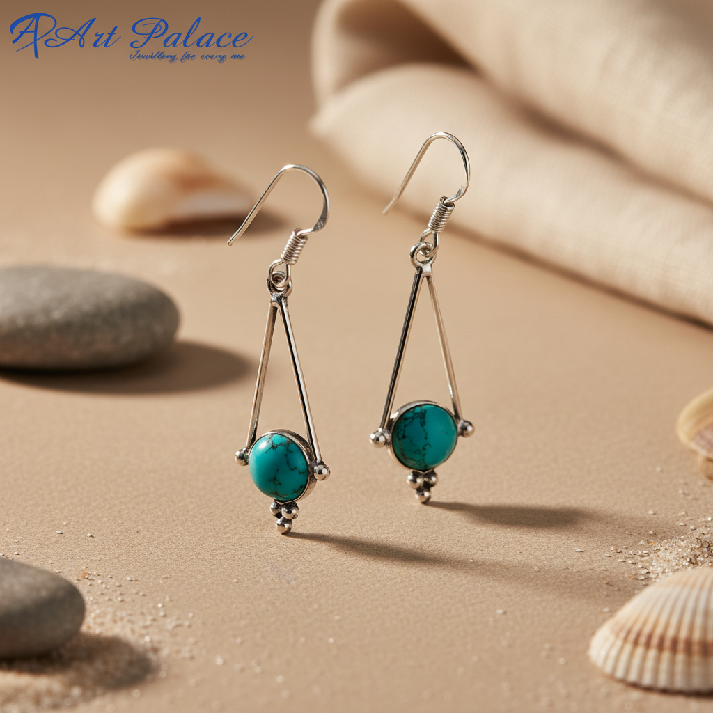 925 sterling silver drop earrings featuring turquoise gemstones