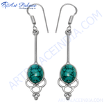Load image into Gallery viewer, 925 sterling silver dangle earrings featuring oval turquoise gemstones, perfect for any occasion.
