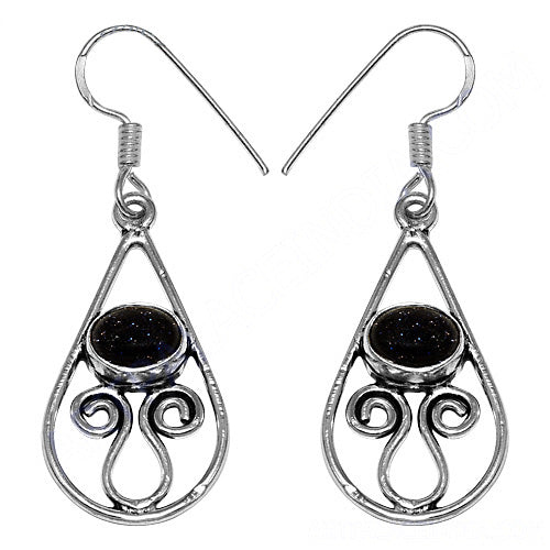 925 Silver Blue Sandstone Teardrop Earrings for Women