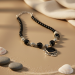Load image into Gallery viewer, Black Onyx Bead Necklace with Silver Pendant | Women's Jewelry
