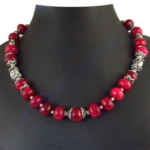 Red beaded necklace for women | statement jewelry