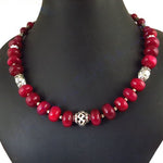 Load image into Gallery viewer, Red Bead Necklace | Silver Accents | Women's Fashion Jewelry

