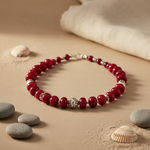 Load image into Gallery viewer, Red Bead Necklace | Silver Accents | Women's Fashion Jewelry
