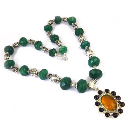 Green jade bead necklace for women | gemstone jewelry gift