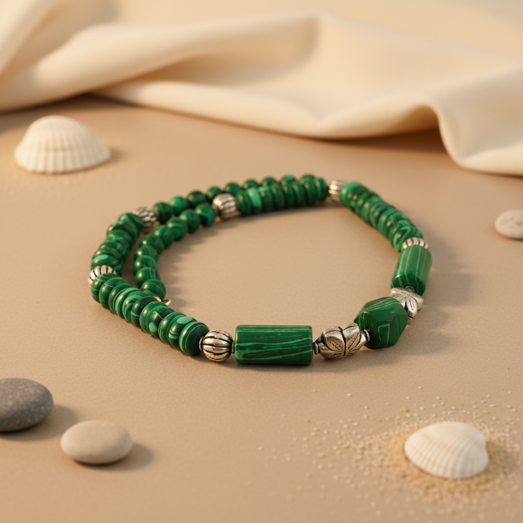 Malachite Bead Necklace for Women | Gemstone Jewelry Gift