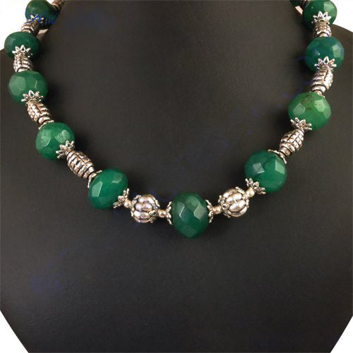 Green Agate Bead Necklace | Sterling Silver | Women's Jewelry