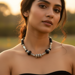 Load image into Gallery viewer, Black Onyx Bead Necklace for Women | Silver Accent Jewelry
