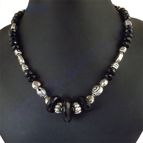 Black Onyx Bead Necklace | Sterling Silver | Women's Jewelry Gift