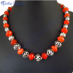 Load image into Gallery viewer, Red Carnelian Bead Necklace | Sterling Silver | Women&#39;s Jewelry
