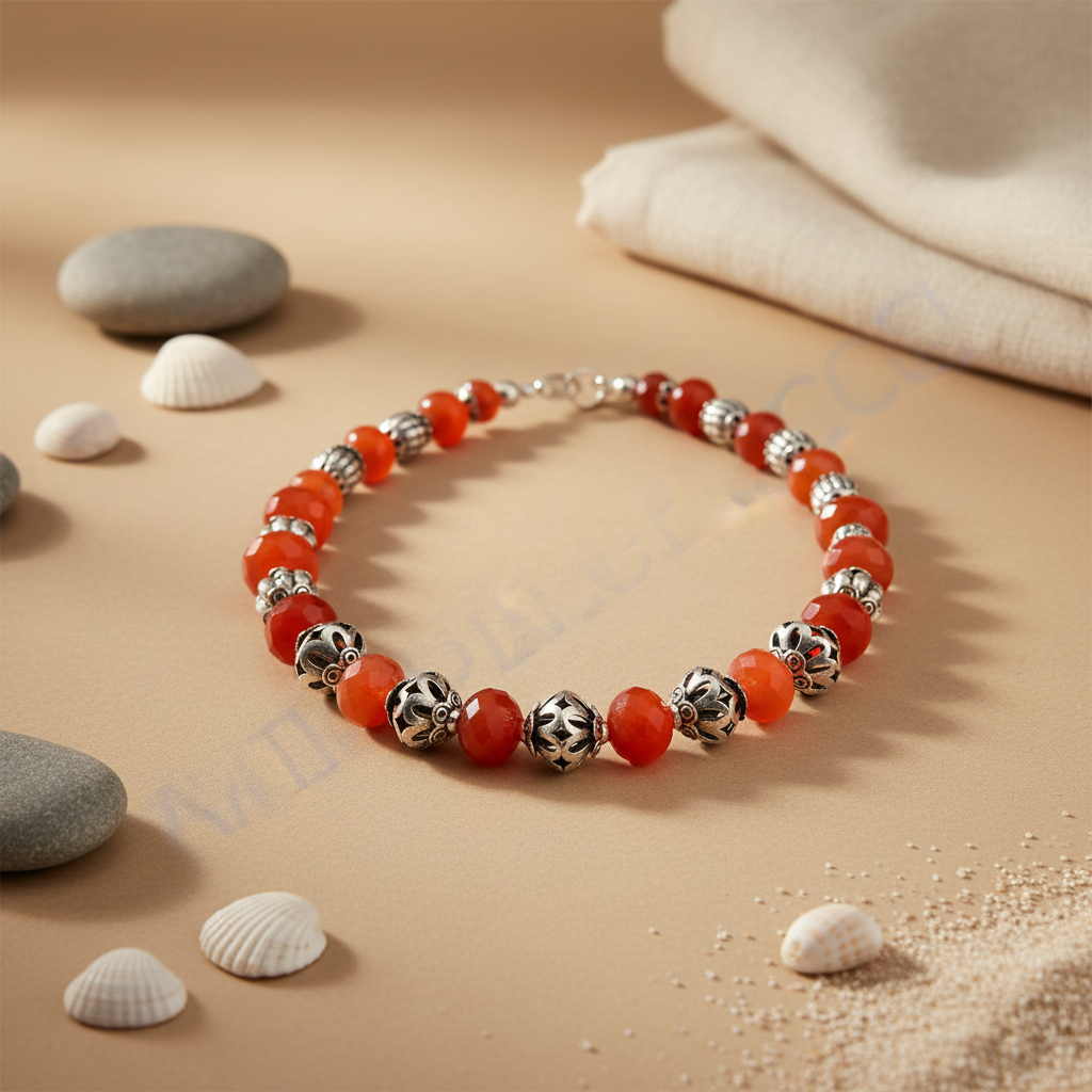 Red Carnelian Bead Necklace | Sterling Silver | Women's Jewelry