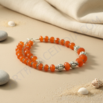 Load image into Gallery viewer, Orange Carnelian bead necklace with sterling silver accents, a stunning and colorful jewelry piece.
