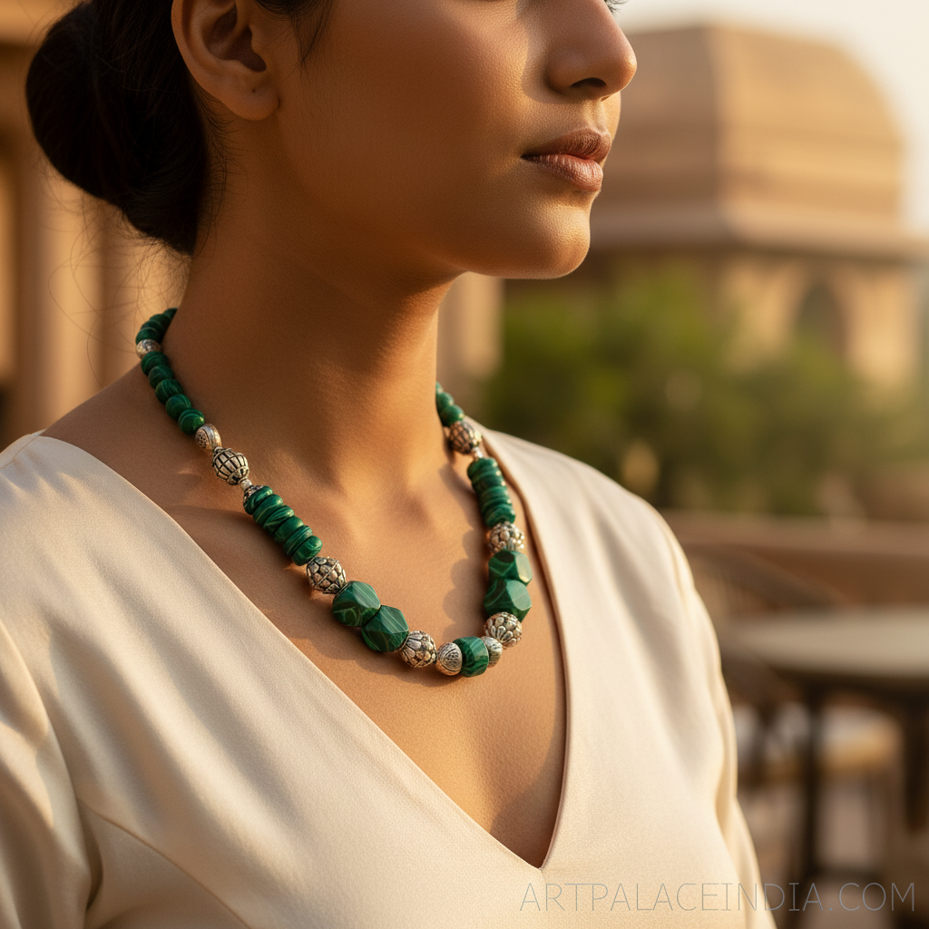 Malachite Stone Necklace for Women | Green Gemstone Jewelry