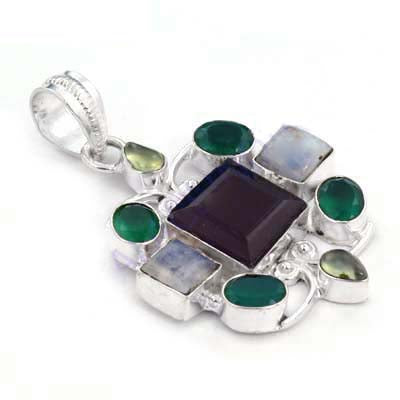 925 Silver Multi-Gemstone Pendant | Women's Jewelry Gift
