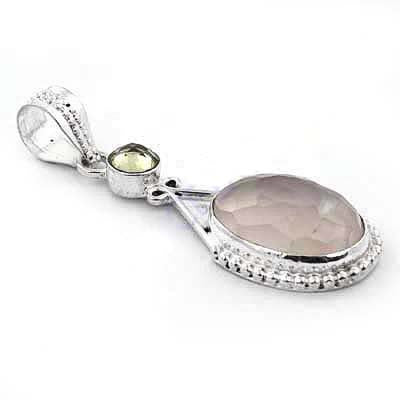 925 silver rose quartz pendant for women | gemstone jewelry