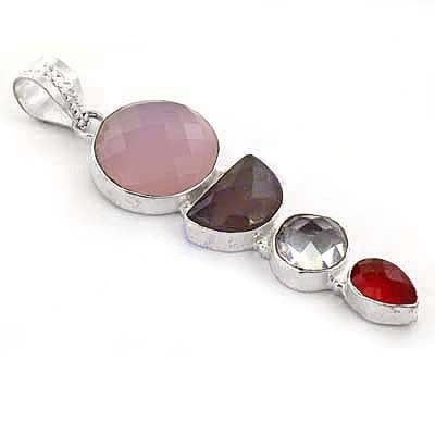925 Silver Multi-Gemstone Pendant for Women | Statement Jewelry