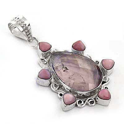 925 silver rose quartz pendant for women | gemstone jewelry