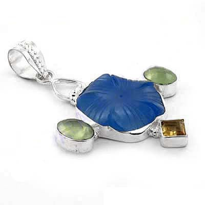 925 silver blue gemstone pendant | sterling silver jewelry