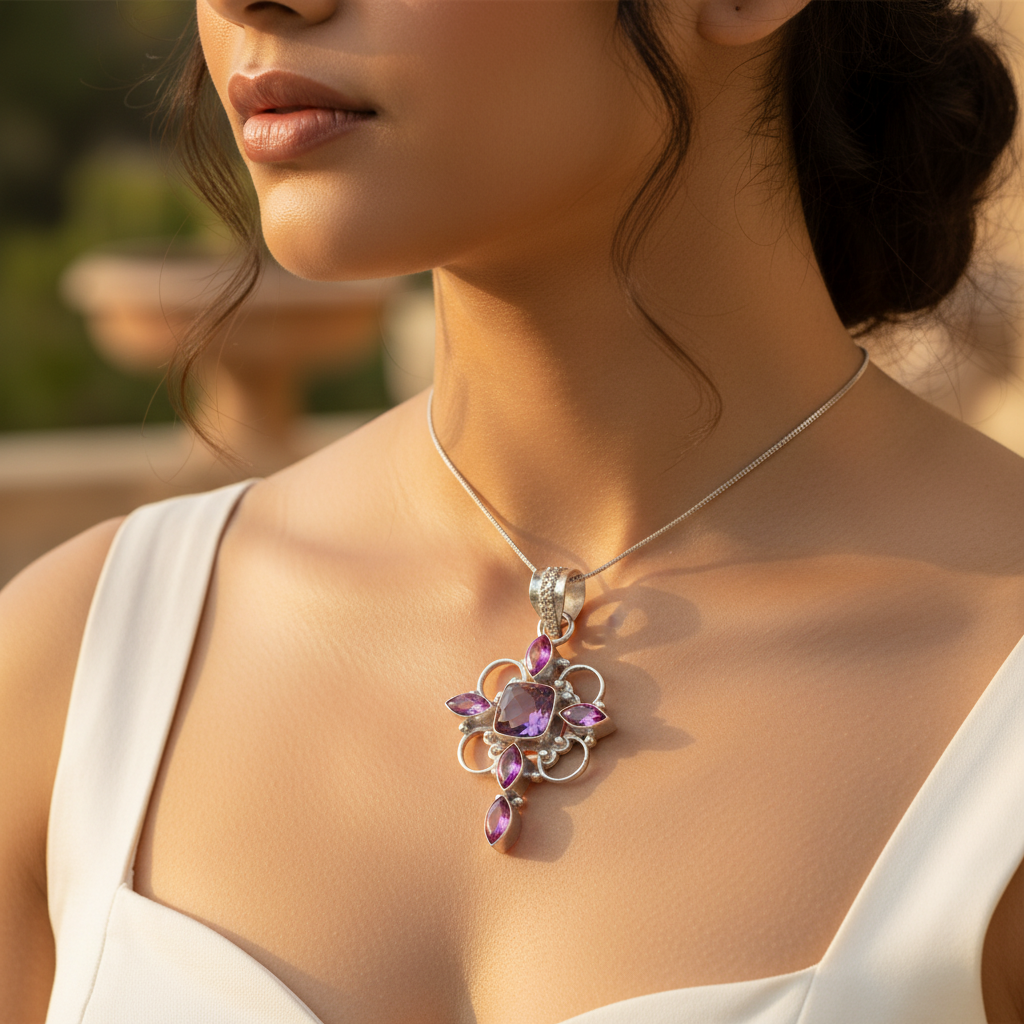 925 Silver Gemstone Pendant for Women | Statement Jewelry