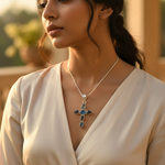 将图像加载到图库查看器中， 925纯银玉髓十字吊坠（女士款）| 宝石首饰
