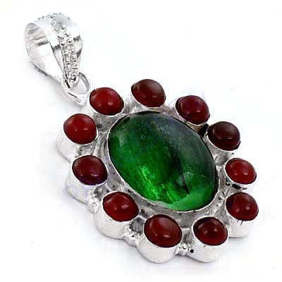 925 Silver Green Stone Pendant for Women | Gemstone Jewelry