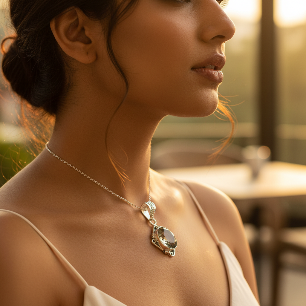 925 Silver Oval Gemstone Pendant Necklace for Women | Gift Jewelry