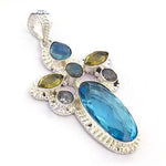 将图像加载到图库查看器中， 925 Silver Blue Topaz Gemstone Pendant for Women | Gift Jewelry
