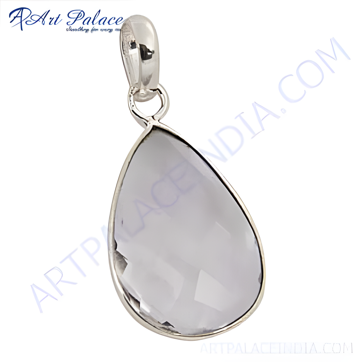 925 silver tear drop pendant with a faceted smoky quartz gemstone