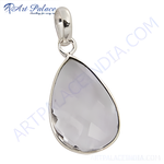 Load image into Gallery viewer, 925 silver tear drop pendant with a faceted smoky quartz gemstone
