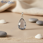 Load image into Gallery viewer, 925 silver tear drop pendant with a faceted smoky quartz gemstone
