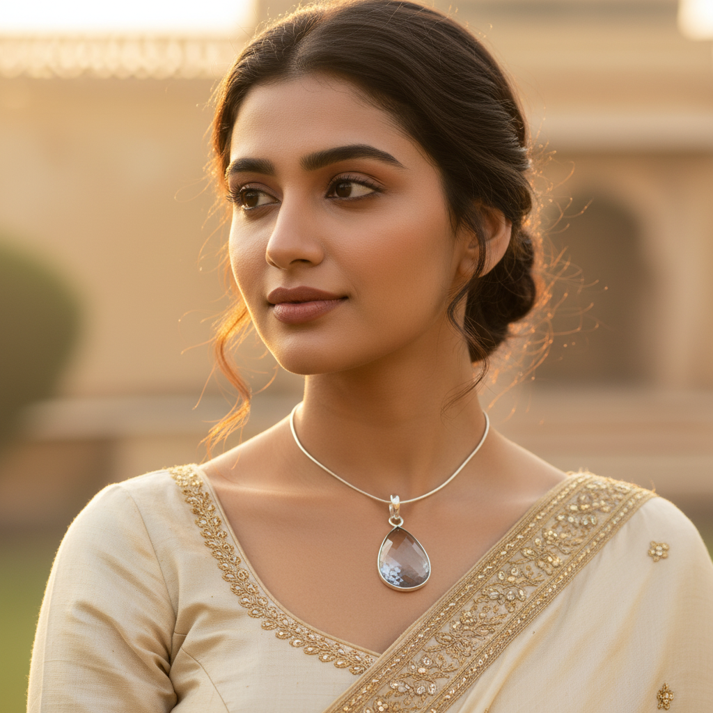 925 Silver Tear Drop Pendant | Smoky Quartz Gemstone | Women's Gift