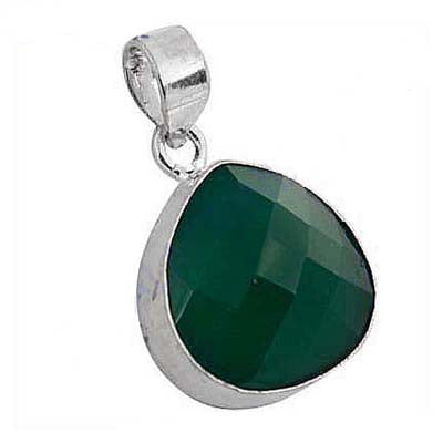 925 Silver Green Onyx Pendant for Women | Gemstone Jewelry