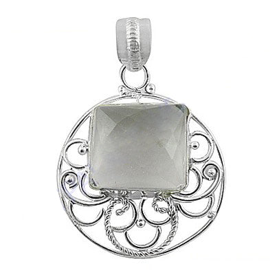 925 Silver Square Stone Pendant Necklace | Women's Jewelry Gift