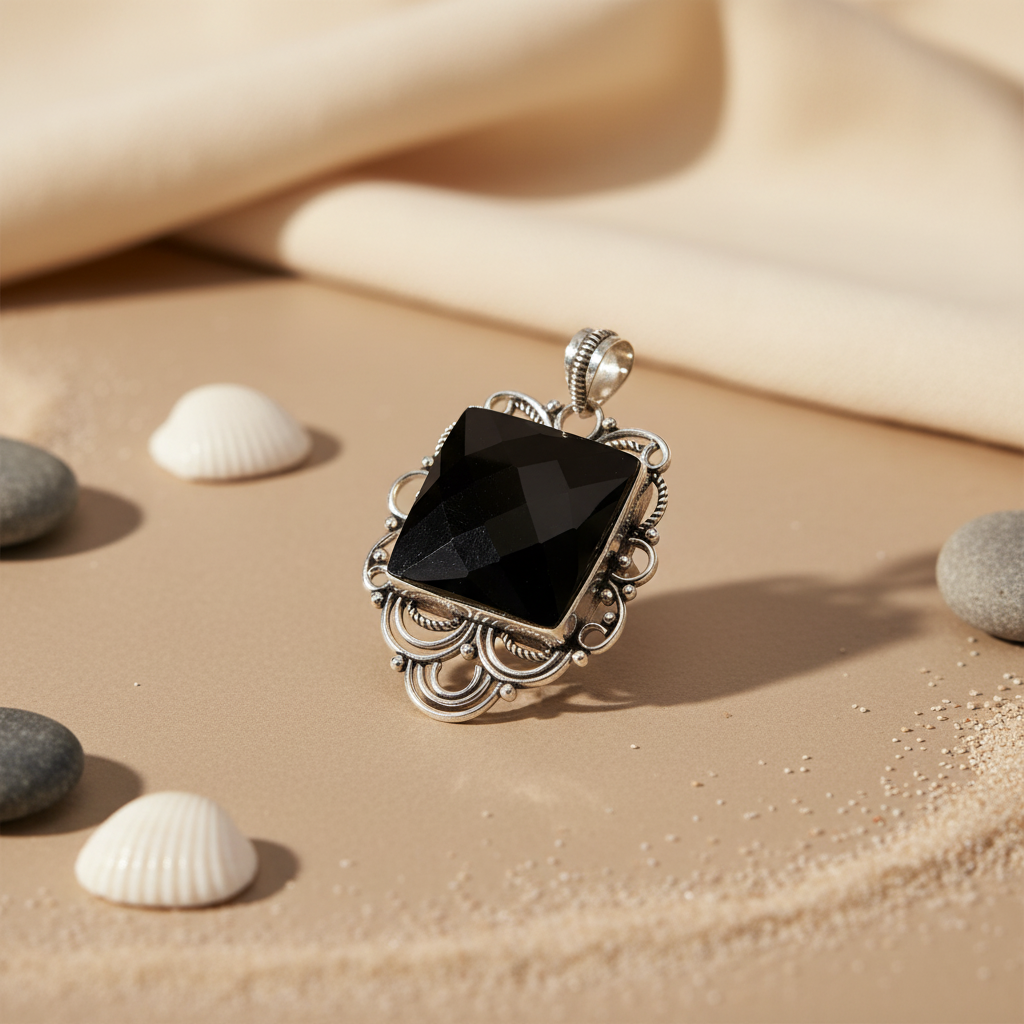 925 Silver Black Onyx Pendant for Women | Gemstone Jewelry