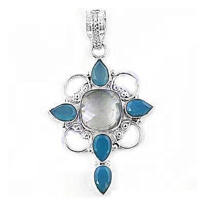 925 Silver Chalcedony Pendant | Blue Gemstone Jewelry for Women