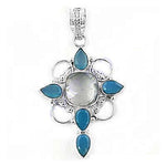 将图像加载到图库查看器中， 925 Silver Chalcedony Pendant | Blue Gemstone Jewelry for Women
