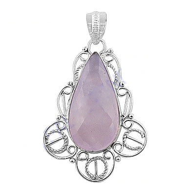 925 Silver Rose Quartz Pendant for Women | Gemstone Jewelry