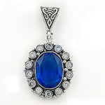 将图像加载到图库查看器中， 925 Silver Blue Gemstone Oval Pendant for Women | Gift Jewelry
