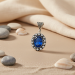 Load image into Gallery viewer, 925 Silver Blue Gemstone Oval Pendant for Women | Gift Jewelry
