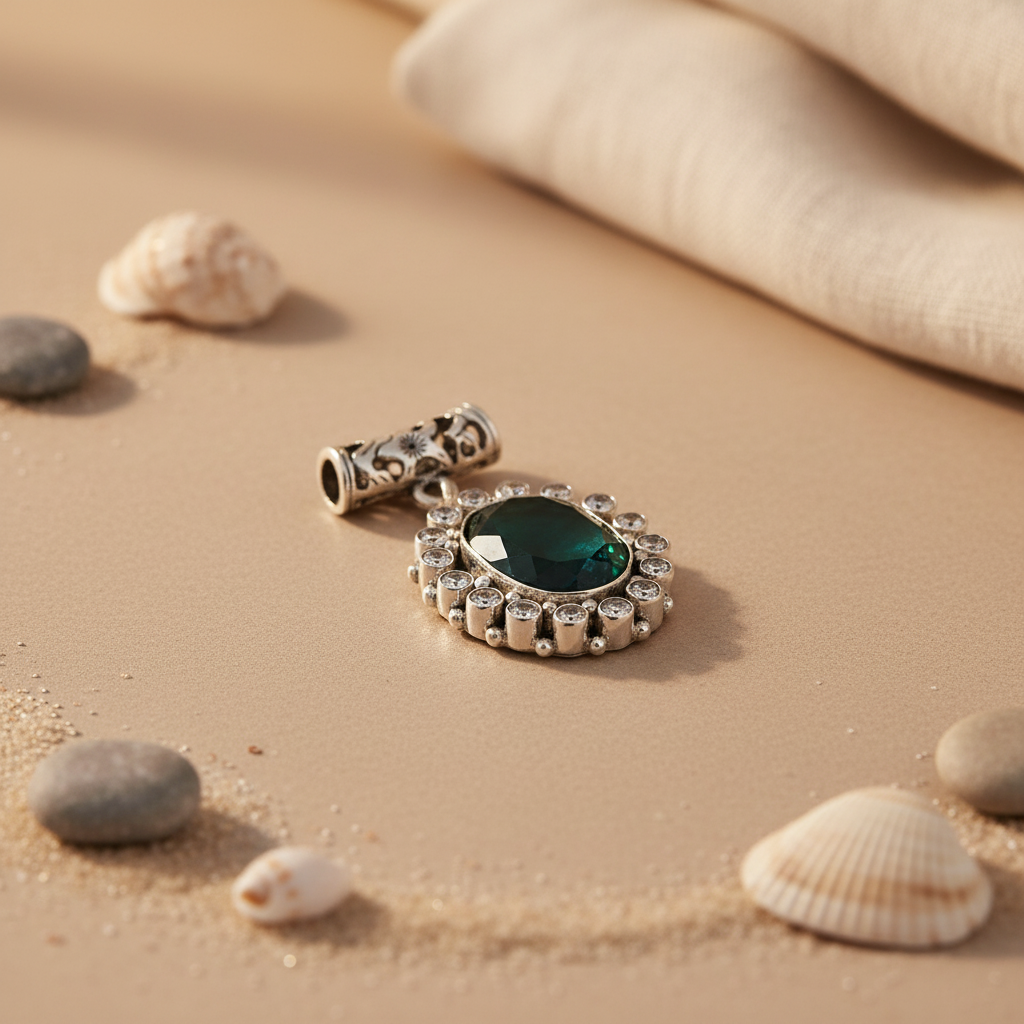 925 Silver Emerald Green Pendant for Women | Gemstone Jewelry
