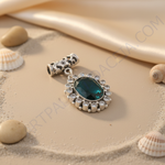 Load image into Gallery viewer, 925 sterling silver emerald green gemstone pendant with surrounding clear crystals, ideal for women
